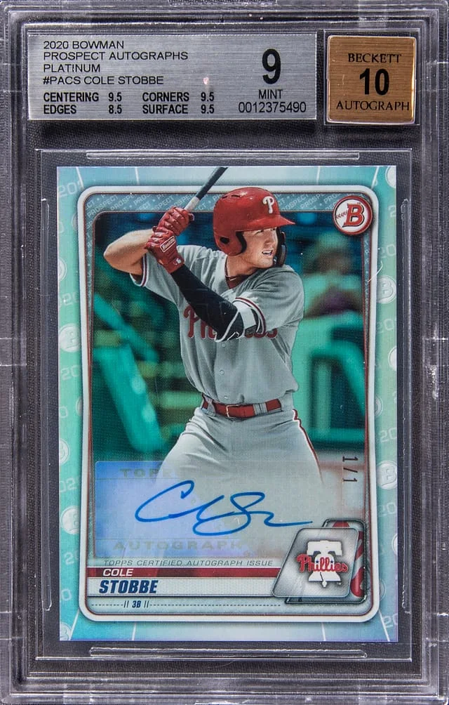 2020 Bowman Cole Stobbe Prospect Autograph Platinum #PA-CS card image