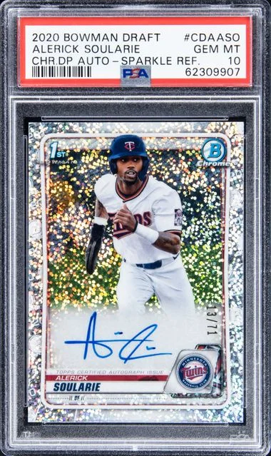 2020 Bowman Draft Alerick Soularie Chrome Draft Picks Autographs Sparkle Refractor #CDAASO card image