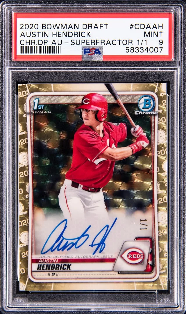 2020 Bowman Draft Austin Hendrick Chrome Draft Pick Autographs SuperFractor #CDA-AH card image