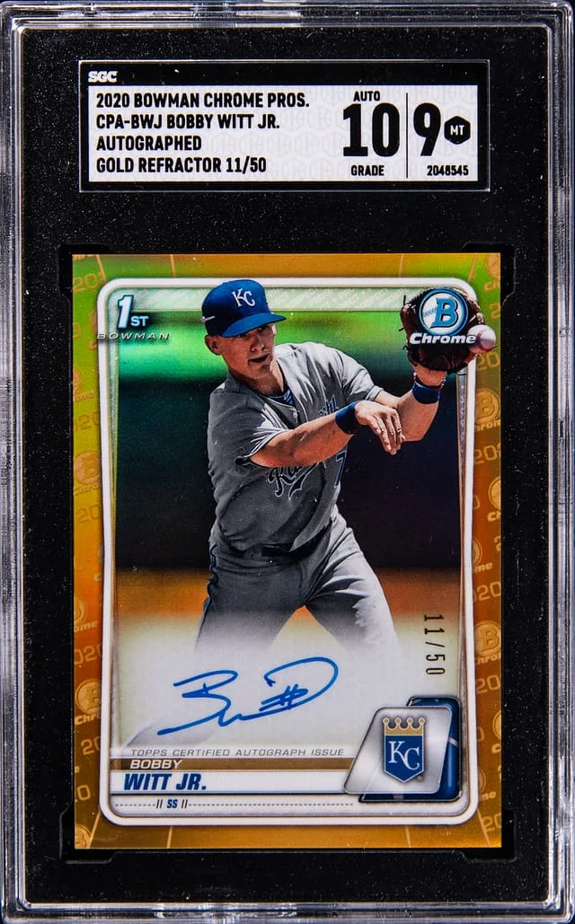 2020 Bowman Draft Bobby Witt Jr. Chrome Prospects Autograph Gold Refractor #CPA-BWJ card image