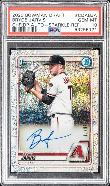 2020 Bowman Draft Bryce Jarvis Chrome Draft Picks Autographs Sparkle Refractor #CDABJA card image