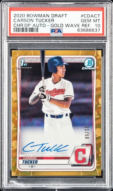 2020 Bowman Draft Carson Tucker Chrome Draft Picks Autographs Sparkle Refractor #CDACT card image