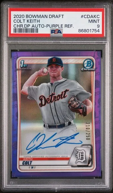 2020 Bowman Draft Chrome Draft Picks Autographs Purple Refractor Cdakc Colt Keith #no-number card image