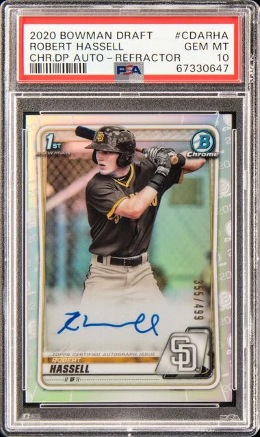 2020 Bowman Draft Chrome Draft Picks Autographs Refractor Cdarha Robert Hassell #no-number card image