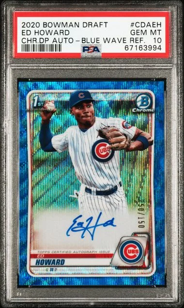 2020 Bowman Draft Ed Howard Chrome Draft Picks Autographs Gold Wave Refractor #CDAEH card image