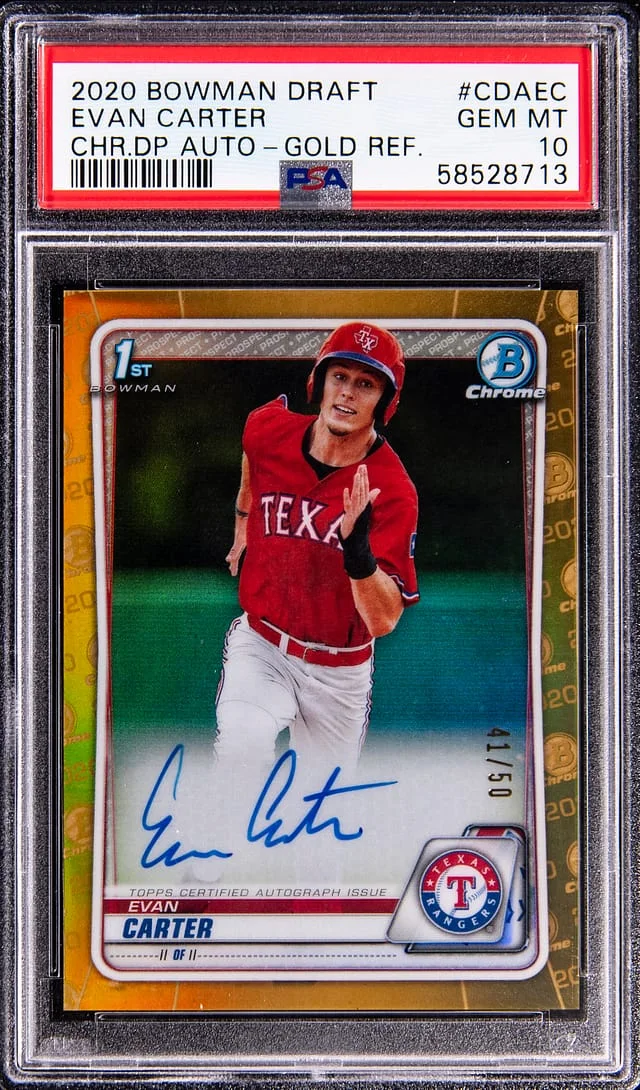 2020 Bowman Draft Evan Carter Chrome Draft Picks Autograph #CDA-EC card image