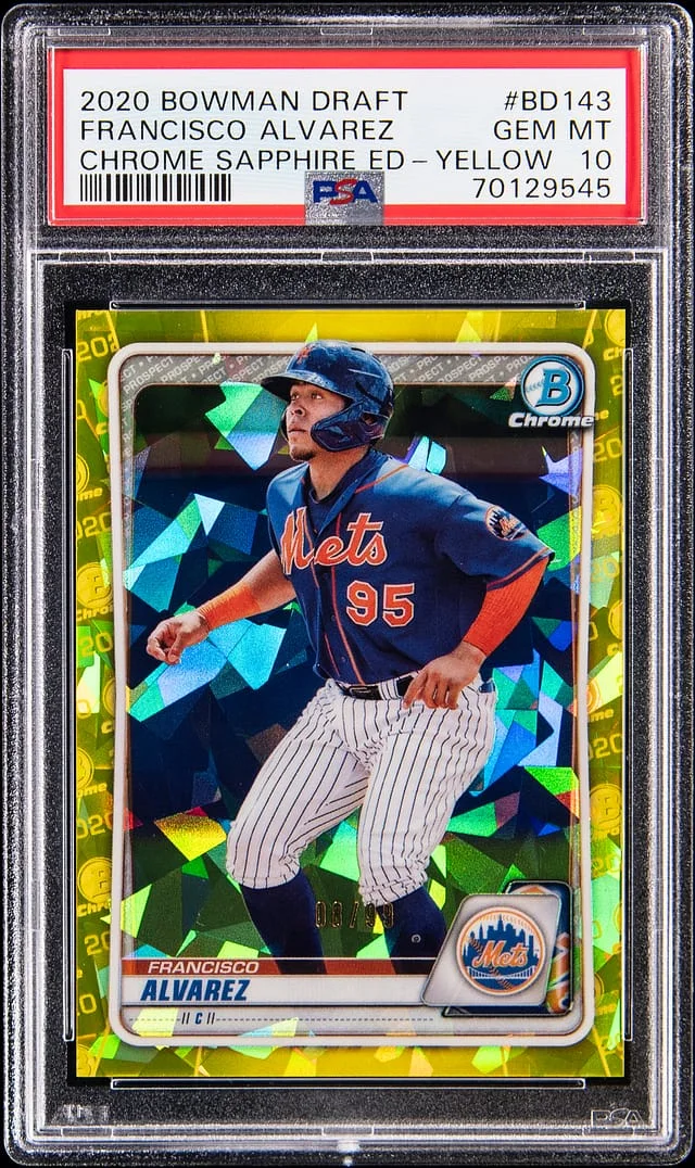 2020 Bowman Draft Francisco Alvarez Chrome Sapphire Edition Yellow #BD-143 card image