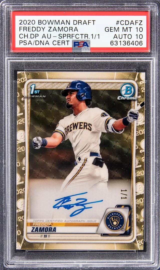 2020 Bowman Draft Freddy Zamora Chrome Draft Picks Autographs Refractor #CDA-FZ card image