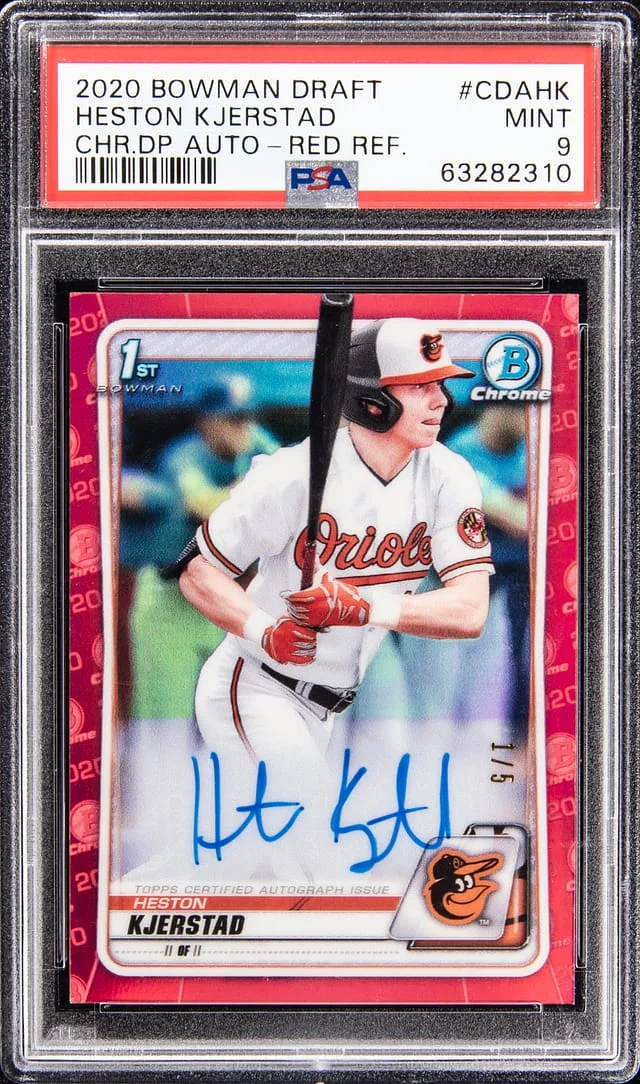 2020 Bowman Draft Heston Kjerstad Chrome Draft Picks Autographs Red Refractor #CDA-HK card image
