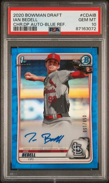 2020 Bowman Draft Ian Bedell Chrome Draft Picks Autographs Blue Refractor #CDAIB card image