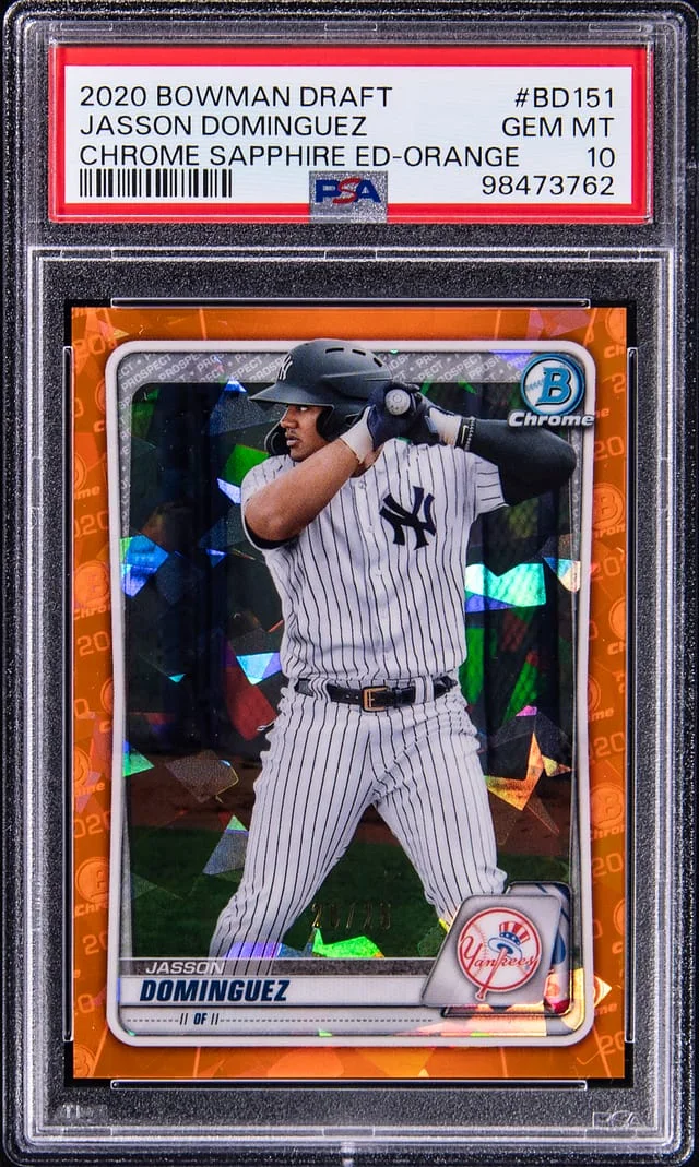 2020 Bowman Draft Jasson Dominguez Chrome Sapphire Edition Orange Refractor #BD-151 card image