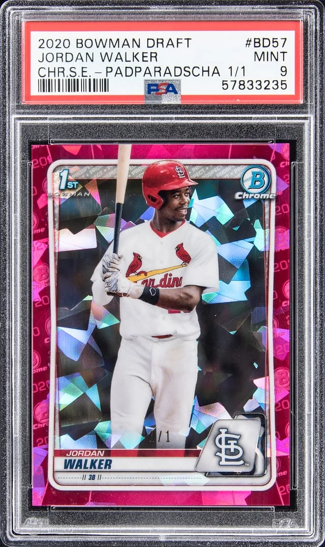 2020 Bowman Draft Jordan Walker Chrome Sapphire Edition Padparadscha #BD-57 card image