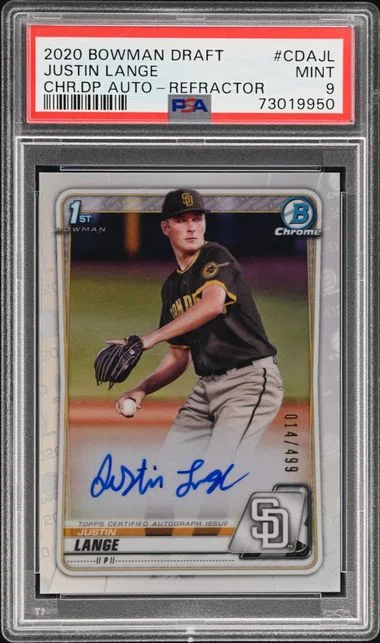 2020 Bowman Draft Justin Lange Chrome Draft Picks Autographs Refractor #CDA-JL card image