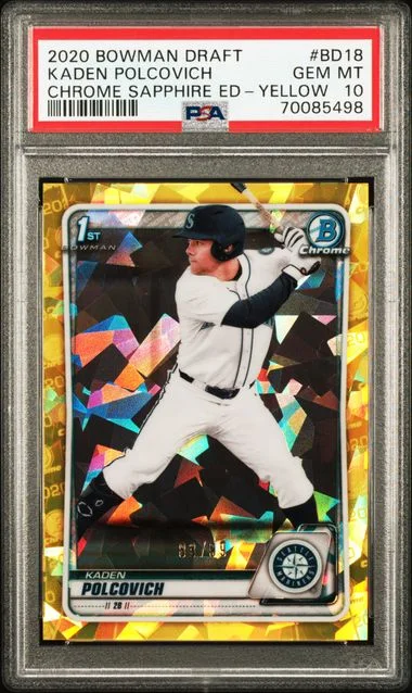 2020 Bowman Draft Kaden Polcovich Chrome Sapphire Edition Yellow #BD-18 card image