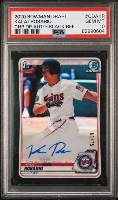 2020 Bowman Draft Kala'I Rosario Chrome Draft Picks Autographs Black Refractor #CDA-KR card image