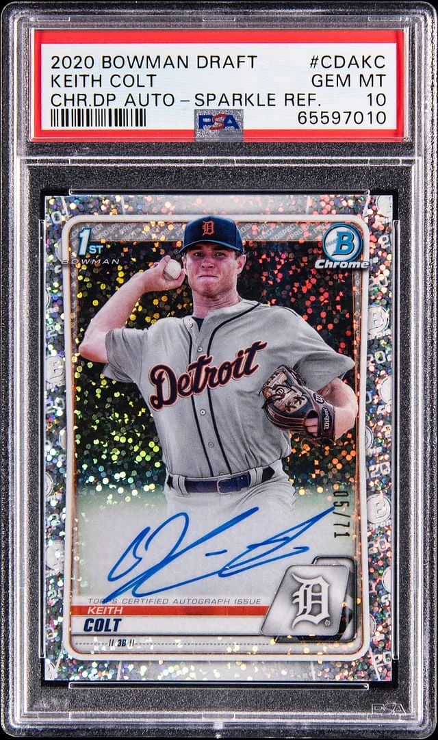 2020 Bowman Draft Keith Colt Chrome Draft Picks Autograph-Sparkle Refractor #CDA-KC card image