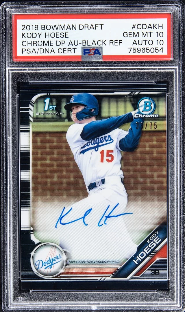 2020 Bowman Draft Kody Hoese Chrome Draft Picks Autograph Black Refractor #CDA-KH card image