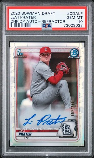 2020 Bowman Draft Levi Prater Chrome Draft Picks Autographs Refractor #CDA-LP card image