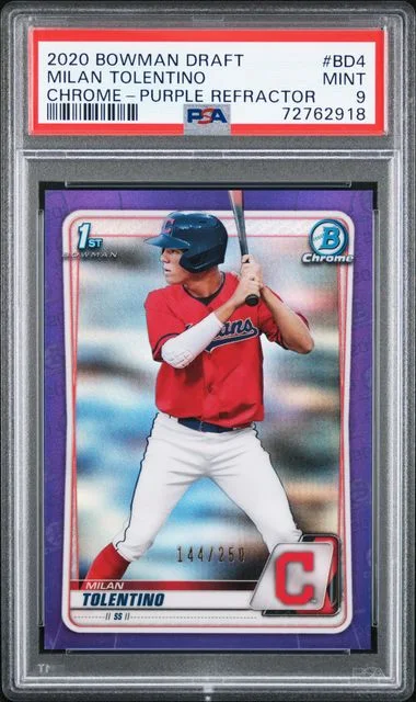 2020 Bowman Draft Milan Tolentino Chrome Purple Refractor #BD-4 card image