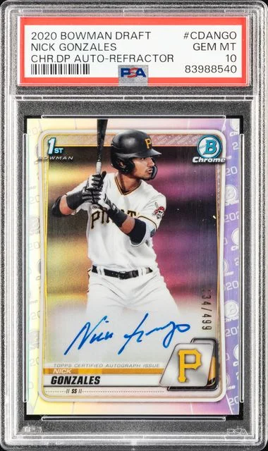 2020 Bowman Draft Nick Gonzales Chrome Draft Picks Autographs Refractor #CDA-NGO card image