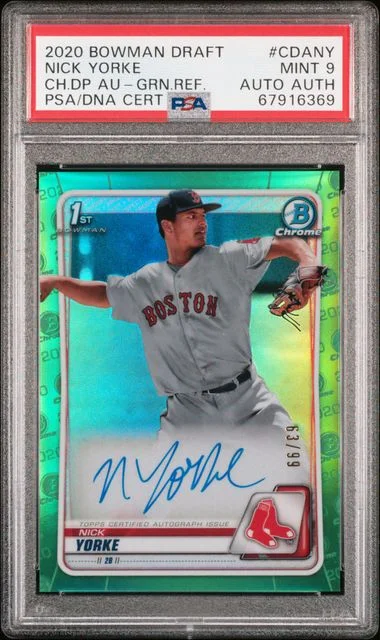 2020 Bowman Draft Nick Yorke Chrome Draft Picks Autographs Green Refractor #CDA-NY card image