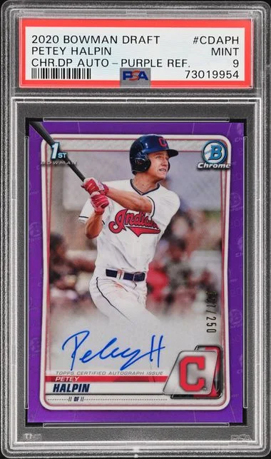 2020 Bowman Draft Petey Halpin Chrome Draft Picks Autographs Purple Refractor #CDA-PH card image