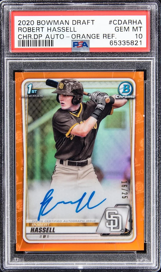 2020 Bowman Draft Robert Hassell III Chrome Draft Pick Autographs Orange Refractor #CDA-RHA card image