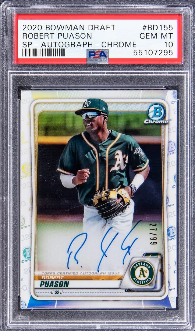2020 Bowman Draft Robert Puason SP Autograph Chrome #BD-155 card image