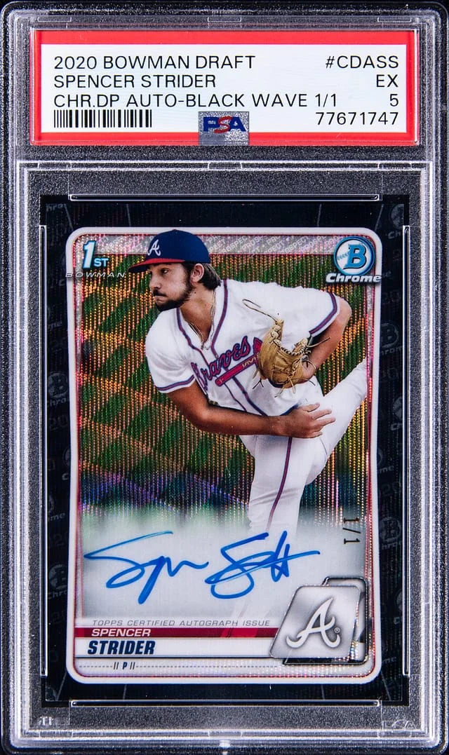 2020 Bowman Draft Spencer Strider Chrome Draft Pick Autographs Green Refractor #CDA-SS card image