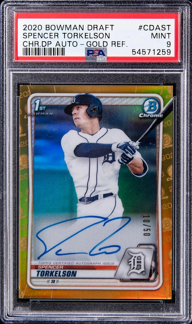 2020 Bowman Draft Spencer Torkelson Chrome Draft Pick Autograph Gold Refractor #CPA-ST card image