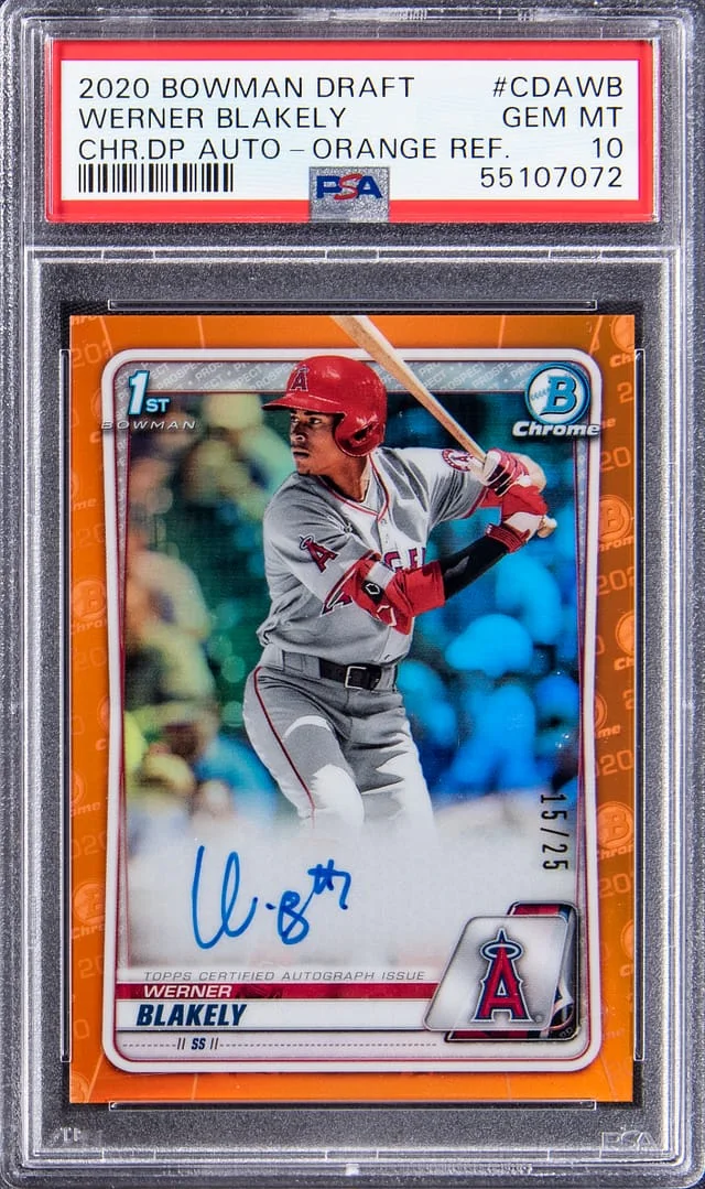 2020 Bowman Draft Werner Blakely Chrome Draft Picks Autographs Gold Wave Refractor #CDA-WB card image