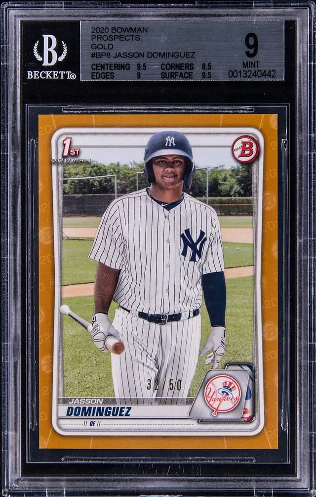 2020 Bowman Jasson Dominguez Prospects Gold #BP-8 card image