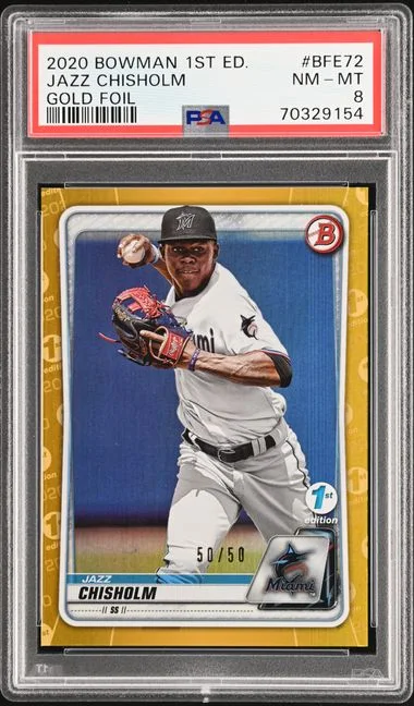 2020 Bowman Jazz Chisholm 1st Edition Gold Foil #BFE72 card image