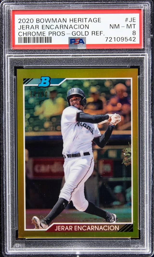 2020 Bowman Jerar Encarnacion Heritage Chrome Prospects Gold Refractor #JE card image