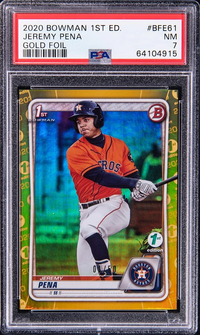 2020 Bowman Jeremy Pena 1st Edition Gold Foil #BFE-61 card image