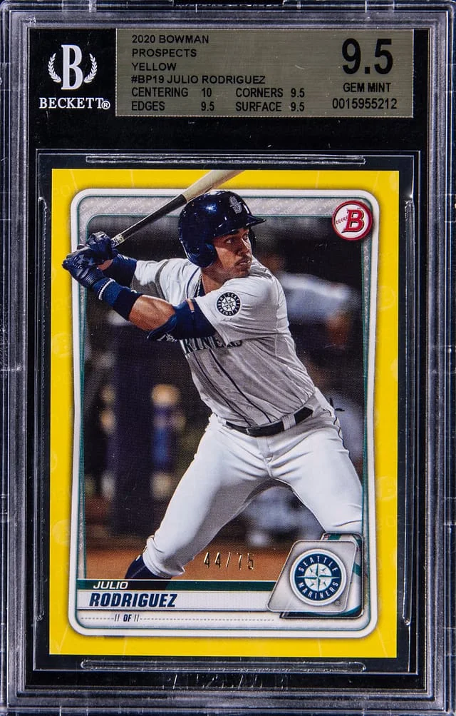 2020 Bowman Julio Rodriguez Prospects Yellow #BP-19 card image
