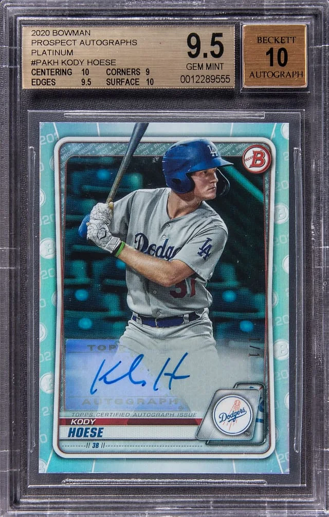 2020 Bowman Kody Hoese Prospect Autograph Platinum #PA-KH card image