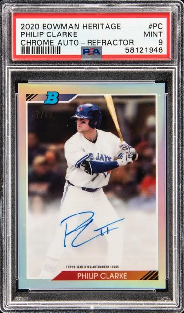 2020 Bowman Philip Clarke Heritage Chrome Autographs Refractor #92PA-PC card image