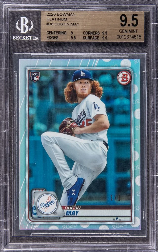 2020 Bowman Platinum Dustin May #38 card image