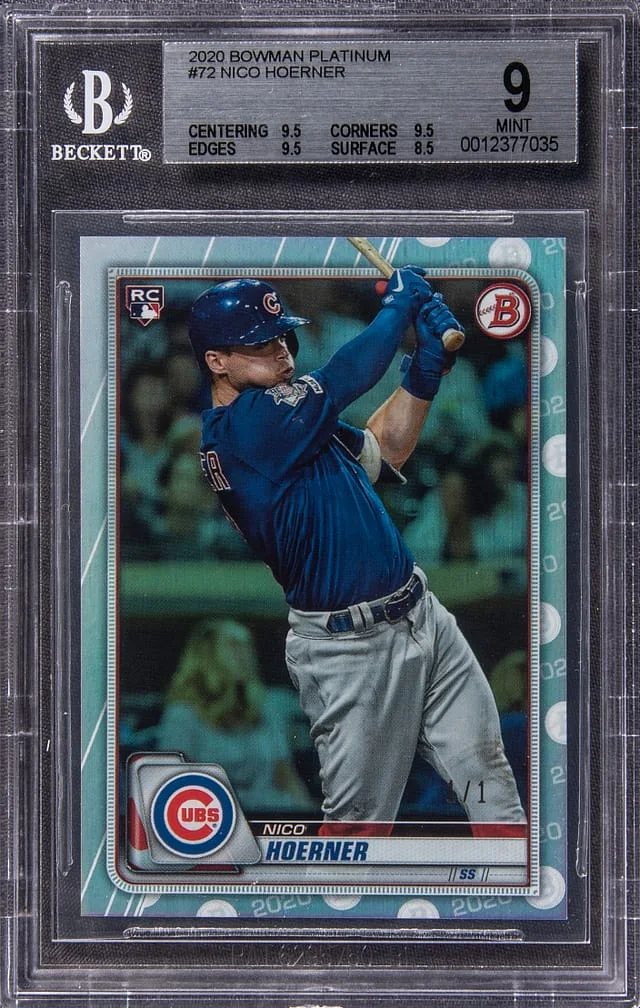 2020 Bowman Platinum Nico Hoerner #72 card image