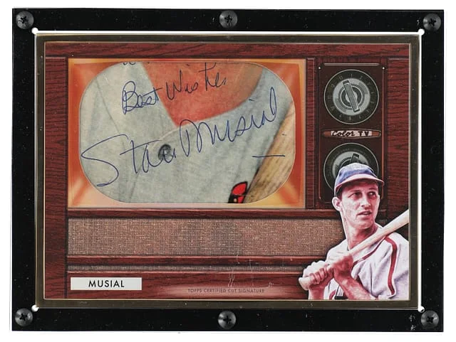 2020 Bowman Stan Musial Transcendent Collection Oversized 1955 Bowman Cut Signature #55CS-SM card image