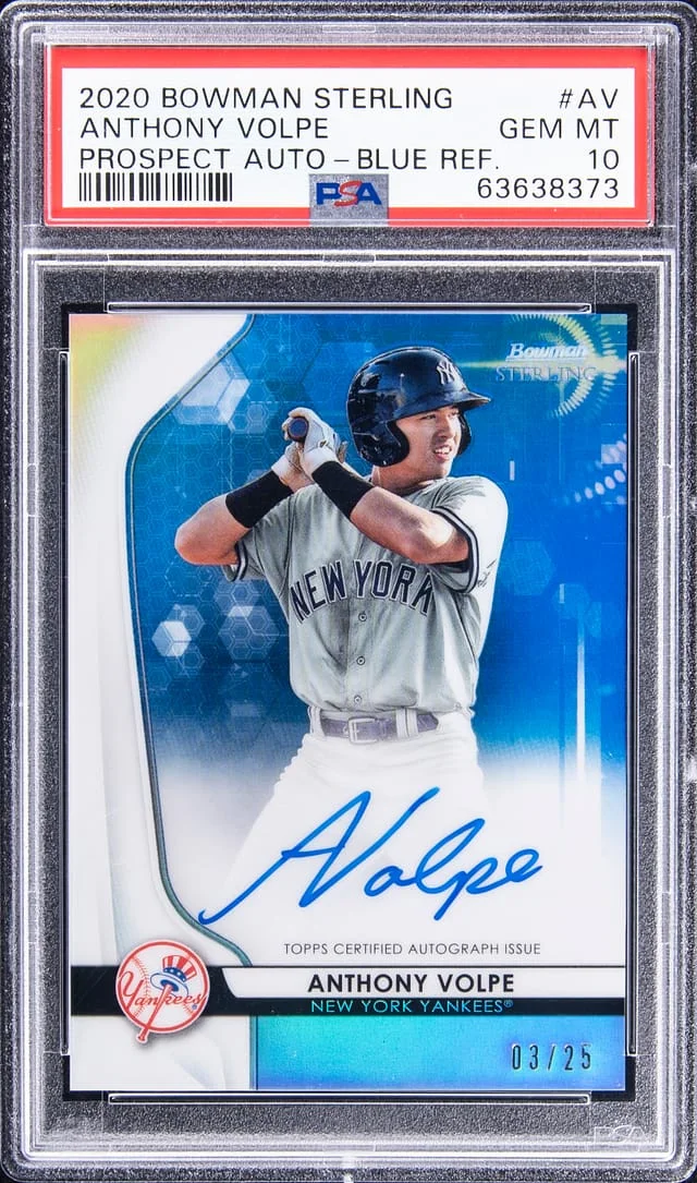 2020 Bowman Sterling Anthony Volpe Prospect Auto - Blue Refractor #AV card image