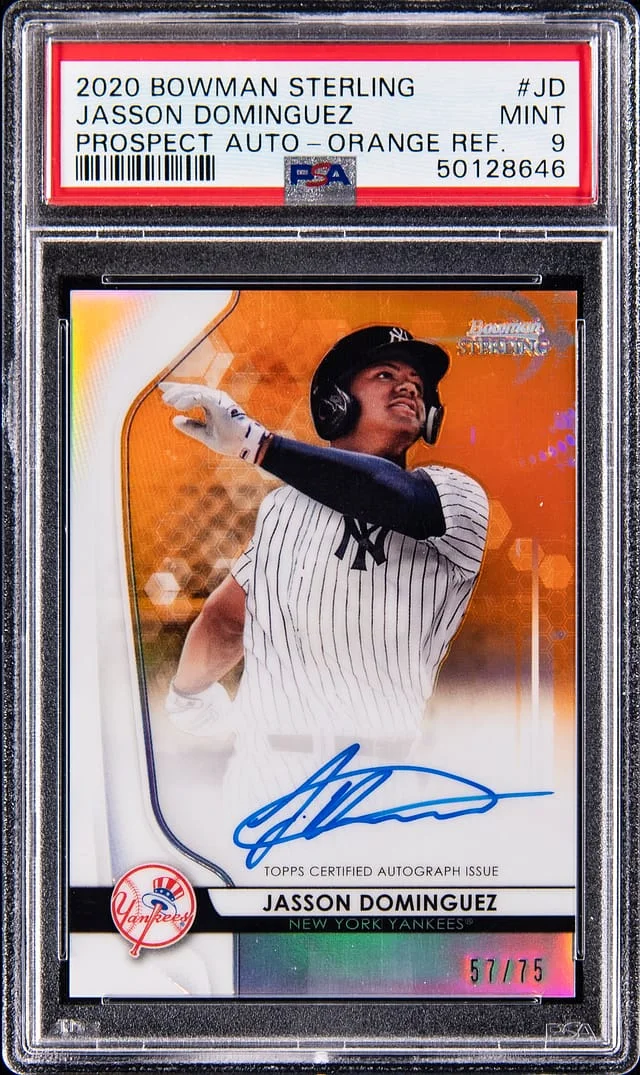 2020 Bowman Sterling Jasson Dominguez Prospect Autographs Orange Refractor #BSPA-JD card image