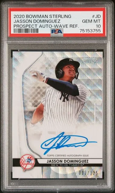 2020 Bowman Sterling Jasson Dominguez Prospect Autographs Wave Refractor #BSPAJD card image