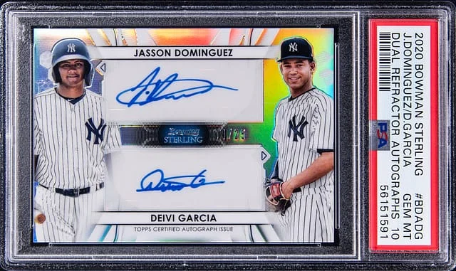 2020 Bowman Sterling Jasson Dominguez/Deivi Garcia Dual Refractor Autographs #BDADG card image