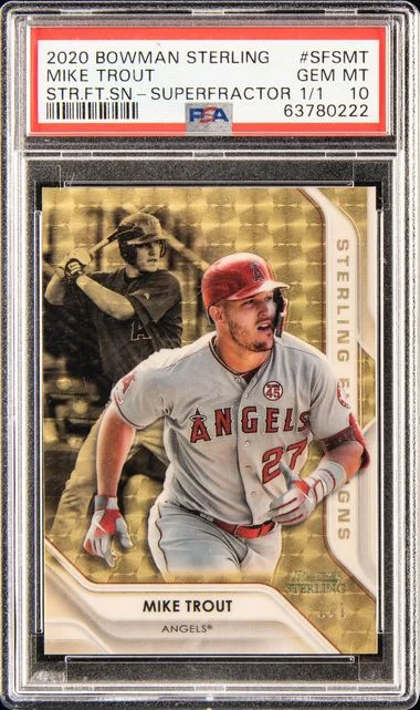 2020 Bowman Sterling Mike Trout First Signs SuperFractor #SFS-MT card image