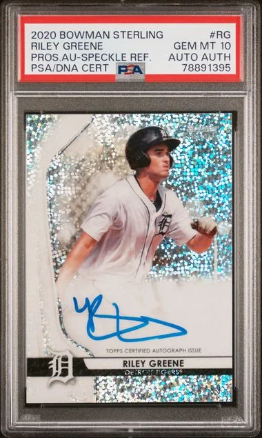2020 Bowman Sterling Riley Greene Prospect Autographs Speckle Refractor #RPSA-RG card image