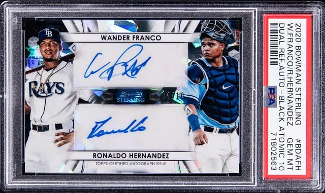 2020 Bowman Sterling Wander Franco/Ronaldo Hernandez Dual Refractor Autograph Black Atomic #BDAFH card image
