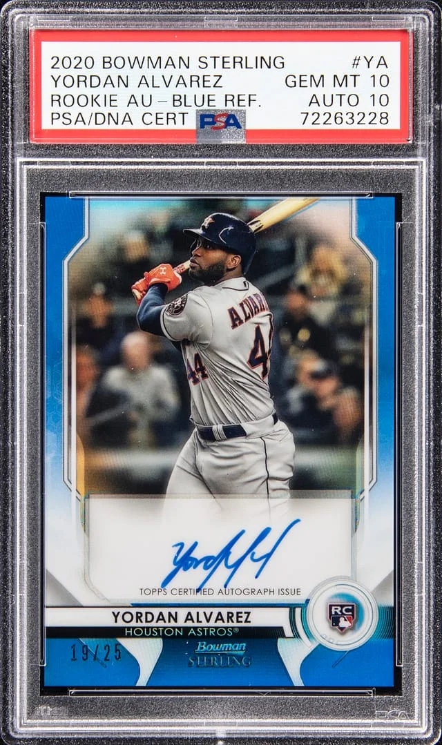 2020 Bowman Sterling Yordan Alvarez Autograph Blue Refractor #BSRA-YA card image