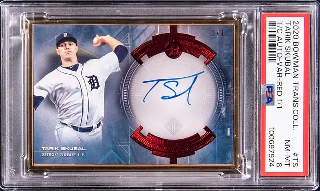 2020 Bowman Tarik Skubal Transcendent Collectioon Autograph Variation Red #BTVA-TS card image